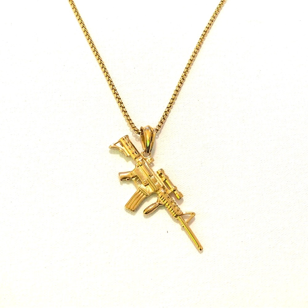 Stainless Steel Sniper Gun  Necklace